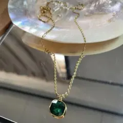 グリーンクォーツ 糖塔カット ゴールド ネックレス