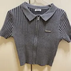 INGNI リブ編み　半袖トップス　セーター グレー