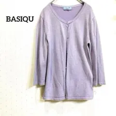 春夏長袖カーディガン　サマーニット　ラベンダー 色　上品なラメ入り　M