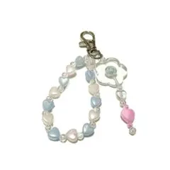 【お値CARAT 韓国　キーホルダー　ストラップ　ビーズ　アクセサリー　ピンク