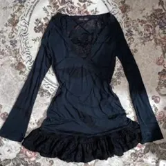 00s フリル チュニック ダークコア Y2K グランジ モード archive