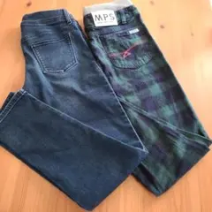 デニム　チェックズボン　2点セット