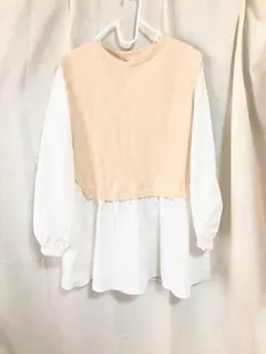 GU ベージュ ホワイト 長袖 チュニック ミニワンピース S