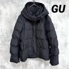 美品✨【GU】中綿ジャケット フルジップ ブラック M フード付き 軽量暖か