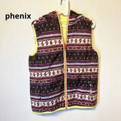 phenix リバーシブルペイズリー模様フード付き中綿ベスト　Lサイズ