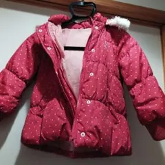 キッズ用　赤のドット柄中綿コート