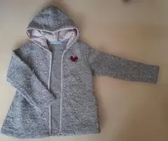 ハッカキッズ　グレー　羊　もこもこ　ワンポイント　ハート　パーカー　カーディガン