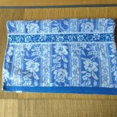 【昭和レトロ】京都西川 タオルケット青系 花柄