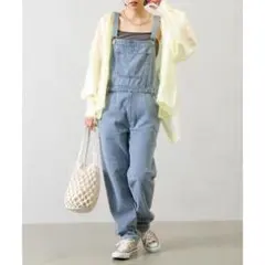 サロペット オーバーオール 白ジーンズ