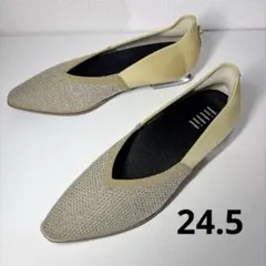 訳あり美品 fitfit パンプス 24.5 Vカット ニット ポインテッドトゥのサムネイル