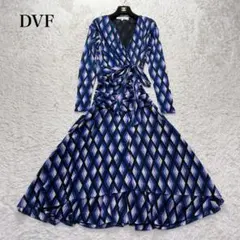 現行タグ　美品　ダイアンフォンファステンバーグ　ロングワンピース　ラップ風　総柄