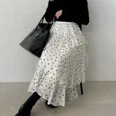 SNIDEL 極美品 プリーツティアードロングスカート ドット 0