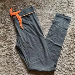 【新品】コットンフィットネスパンツ グレーxオレンジ　L