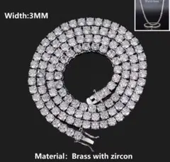 【重厚感×輝き】大人映え4mmテニスチェーンネックレス（50cm）