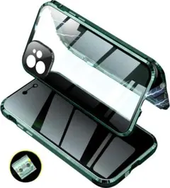 iPhone11 ケース カメラ保護両面クリアケース　緑　iphoneケース