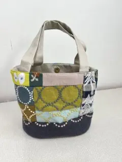 ミナペルホネン　パッチワーク　ハンドメイド　トートバック　楕円底