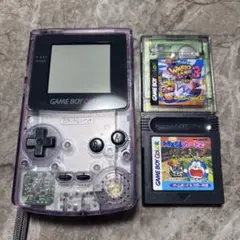 ゲームボーイカラー　クリアパープル　本体　カセット付き
