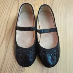 キッズ　19cm ブラックバレエシューズ フォーマルシューズ