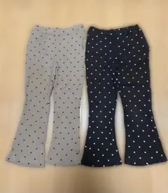 フレアパンツ ベージュ ブラック ハート柄 バースデイ 110