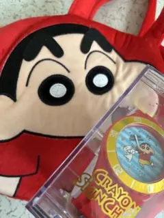 レトロ クレヨンしんちゃん 音声目覚まし時計 ぬいぐるみ大 ポーチ