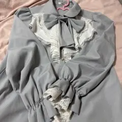 グレー フリル リボン 地雷系 ブラウス