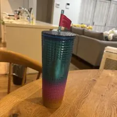 【日本未発売】　スタバ　ティムシングルトンコラボレインボー柄タンブラー