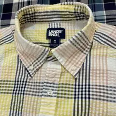 ランズエンド　綿100% シアサッカー半袖シャツ　メンズMサイズ　中古のサムネイル