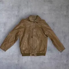 【ヴィンテージ感】フェイクレザージャケット ブルゾン ブラウン系 レトロ古着