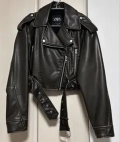 ZARA ザラ　レザージャケット　ダークブラウン　XS