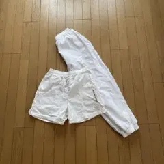 男性　テニスウェア　白　ショートパンツ・ロングパンツセット