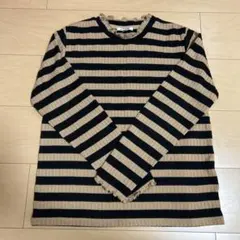 ボーダー 薄手ニット Lシャツ グローバルワーク ベージュ 送料無料 在庫処分