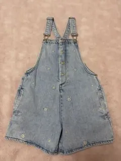 ZARA kidsデニムブルー 花柄刺繍オーバーオール 100cm~