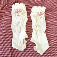ベビーレッグウォーマー美品白ピンクリボン