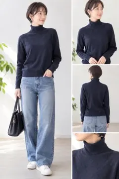 UNIQLO ユニクロ ウール100％ タートルネックニット ブラック