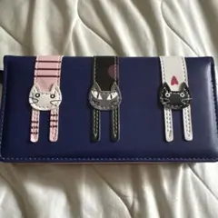 猫 刺繍 ドット柄 長財布 ホワイト - メルカリ