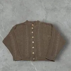 80s90sUSA製 L.L.BeanヴィンテージケーブルニットカーデガンM短丈