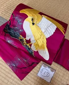 アンティーク正絹名古屋帯 マゼンダピンク 薔薇 未使用品 着用可能