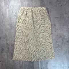 【花柄】ロングスカート 大人可愛い デート服 アイボリー カジュアル Aライン