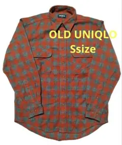 OLD UNIQLO 赤チェック ネルシャツ S 紺タグ