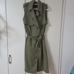 ノースリーブシャツワンピース オリーブ