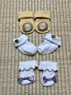ベビー靴下　プティマイン　ベビーソックス　くま　ライオン　リボン