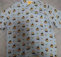 希少 #FR2 XLARGE コラボ 完売品 総柄 シャツ 水色 黄色 Ｌサイズ