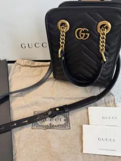 GUCCI GGマーモント キルティング ショルダーバッグ　ハンドバッグ2way