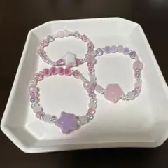カラフルな星型ビーズのブレスレットセット