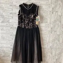 19,800円Luxe brille パール付きレースｘチュール切替えワンピース