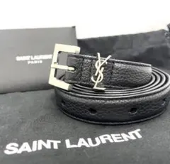 サンローランパリ ベルト カサンドラロゴ YSL　ブラック レザーのサムネイル