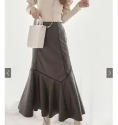 レザーパイピングマーメイドフレアスカート【nh11】