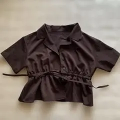 ダークブラウン ショートスリーブシャツ