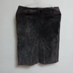 革ダークグレー スエード風 タイトスカートウエスト64〜68cm丈57弱