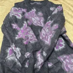 RAGEBLUE 長袖ニットセーター M グレー・紫模様